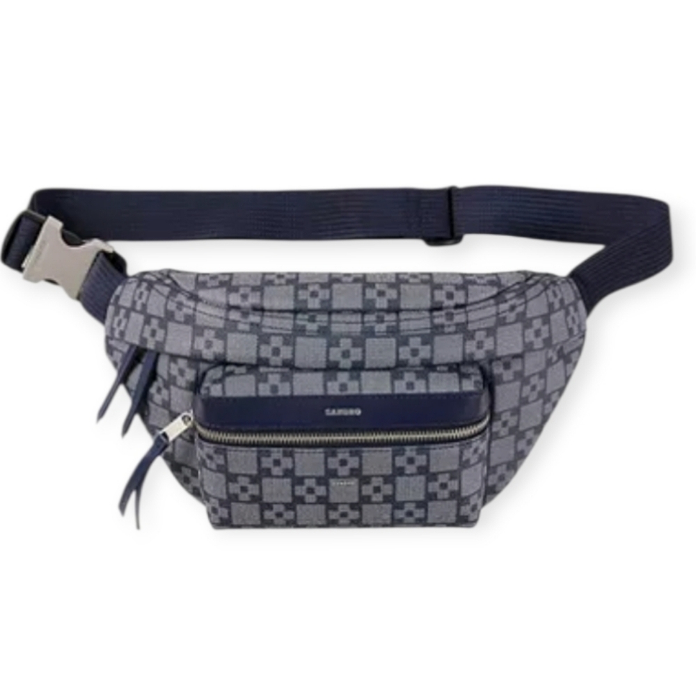 NWT Sandro Square Cross Monogram Large Belt Bag Blue Mens Unisex